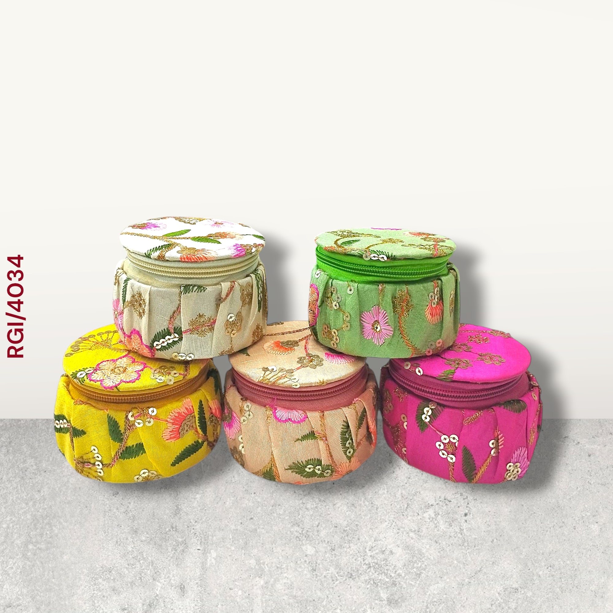 RETURN GIFT ITEMS 3.5 INCH SILK FLOWER EMBROIDERY JEWELLERY BOX