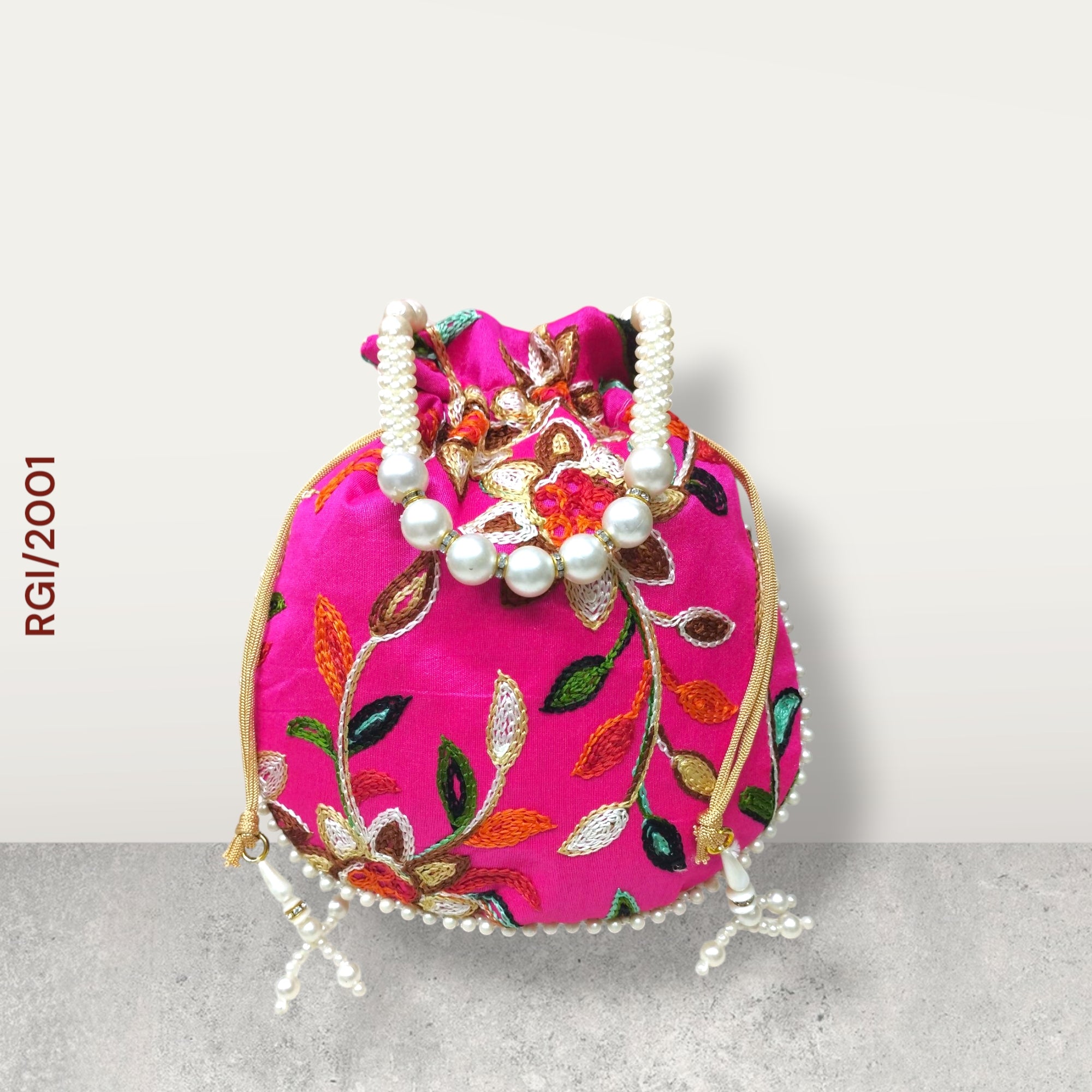 RETURN GIFT ITEMS AARI EMBROIDERY SILK POTLI BAGS