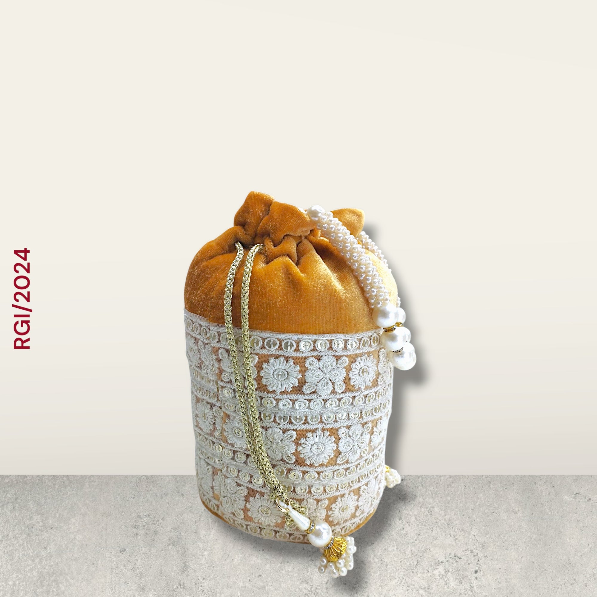 RETURN GIFT ITEMS VELVET LUCKNOWI LACE POTLI BAG