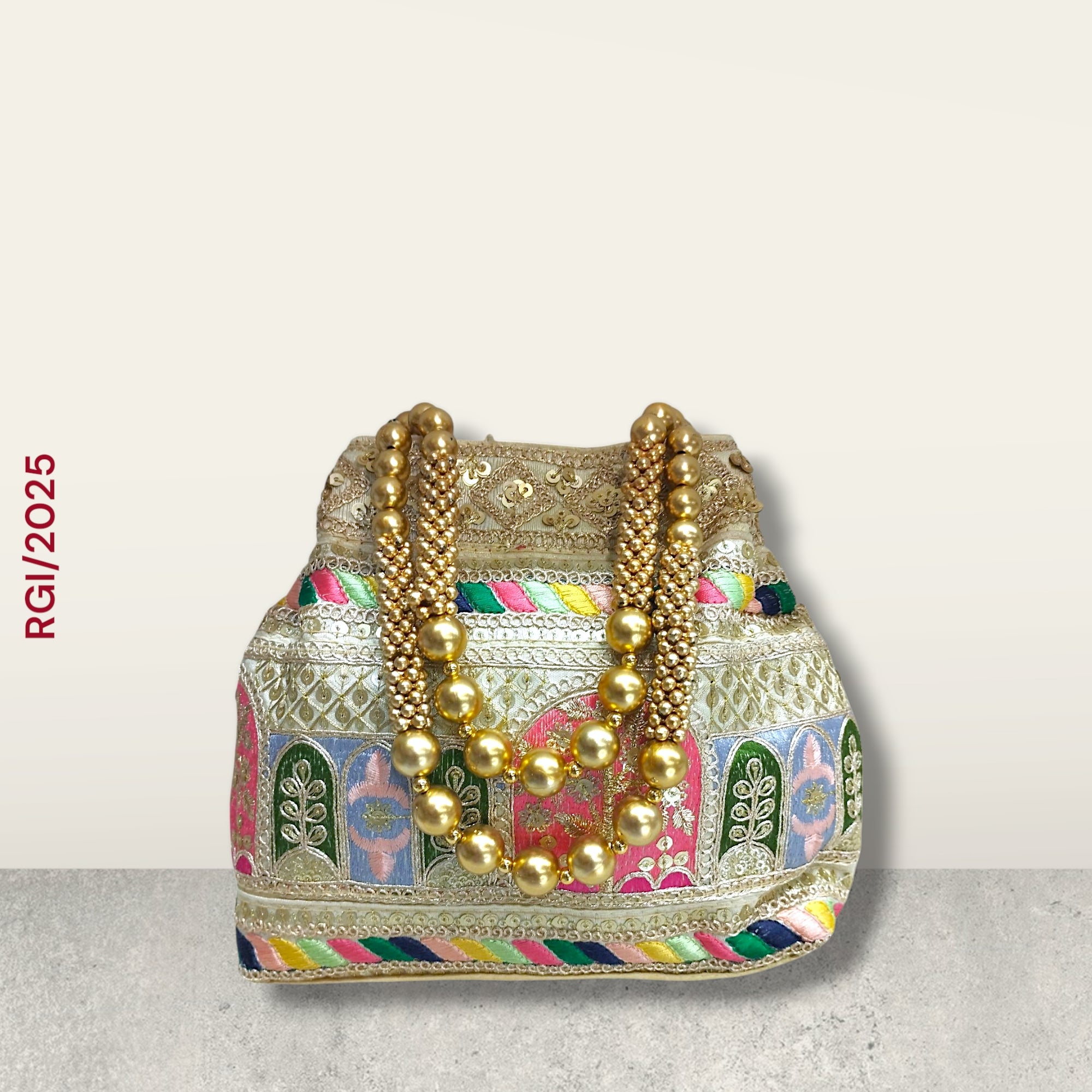 RETURN GIFT ITEMS HEAVY LACE SILK EMBROIDERY POTLI BAG