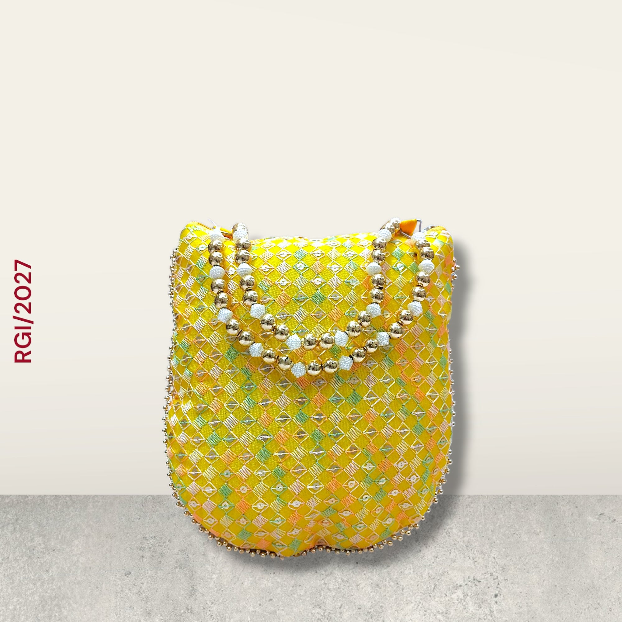 RETURN GIFT ITEMS DOUBLE ZIP SEQUINS EMBROIDERY POTLI BAG