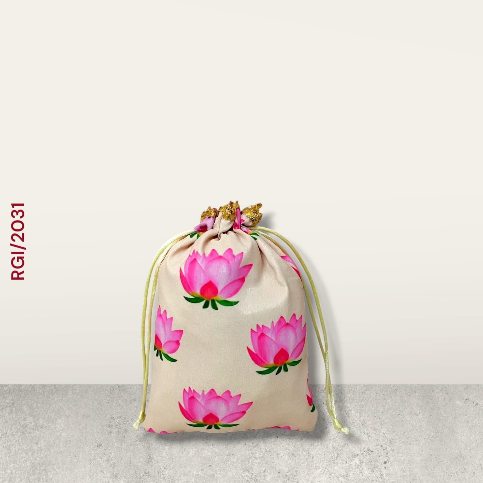 RETURN GIFT ITEMS 250 GMS LOTUS DIGITAL PRINT POTLI BAG