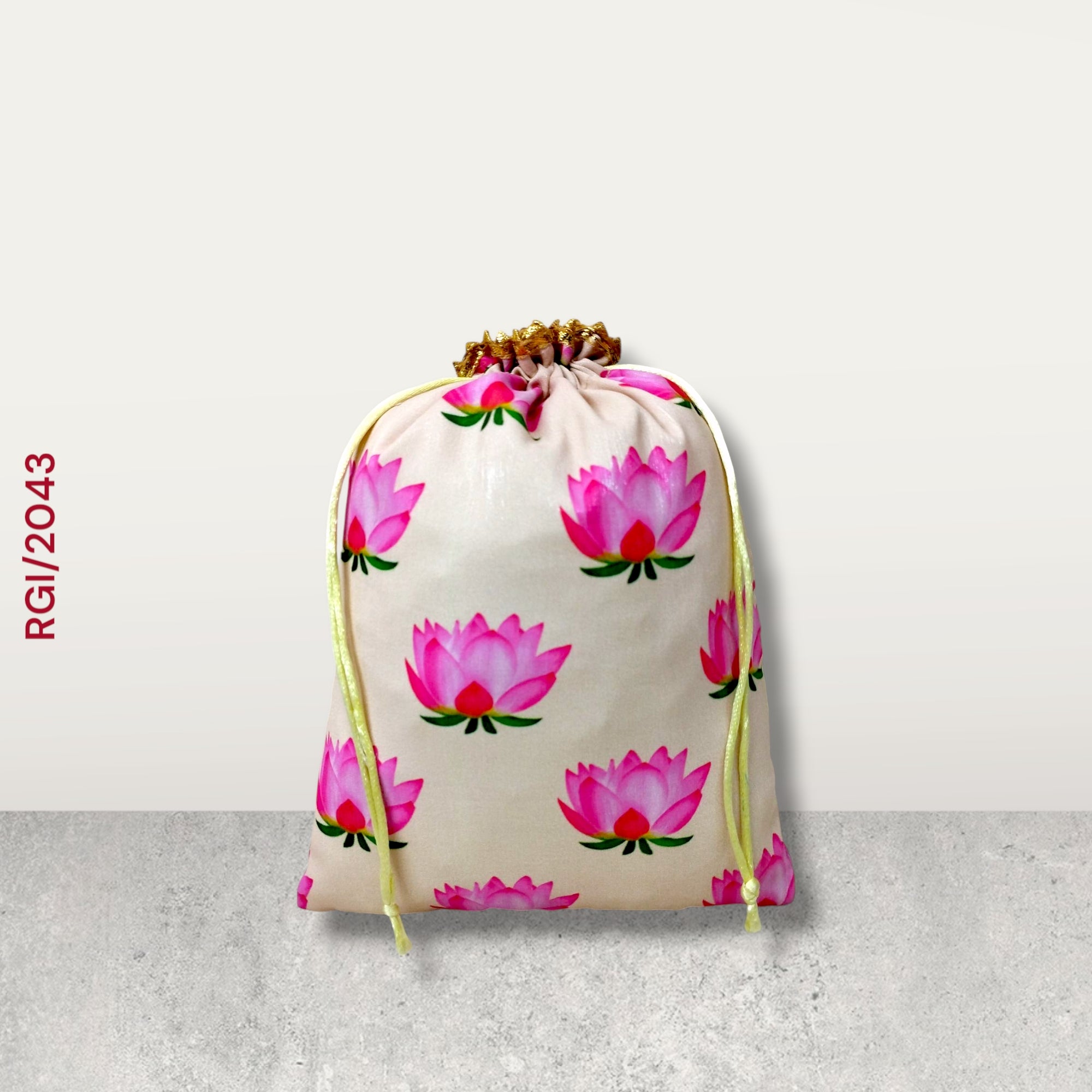 RETURN GIFT ITEMS 500 GMS LOTUS DIGITAL PRINT POTLI BAG