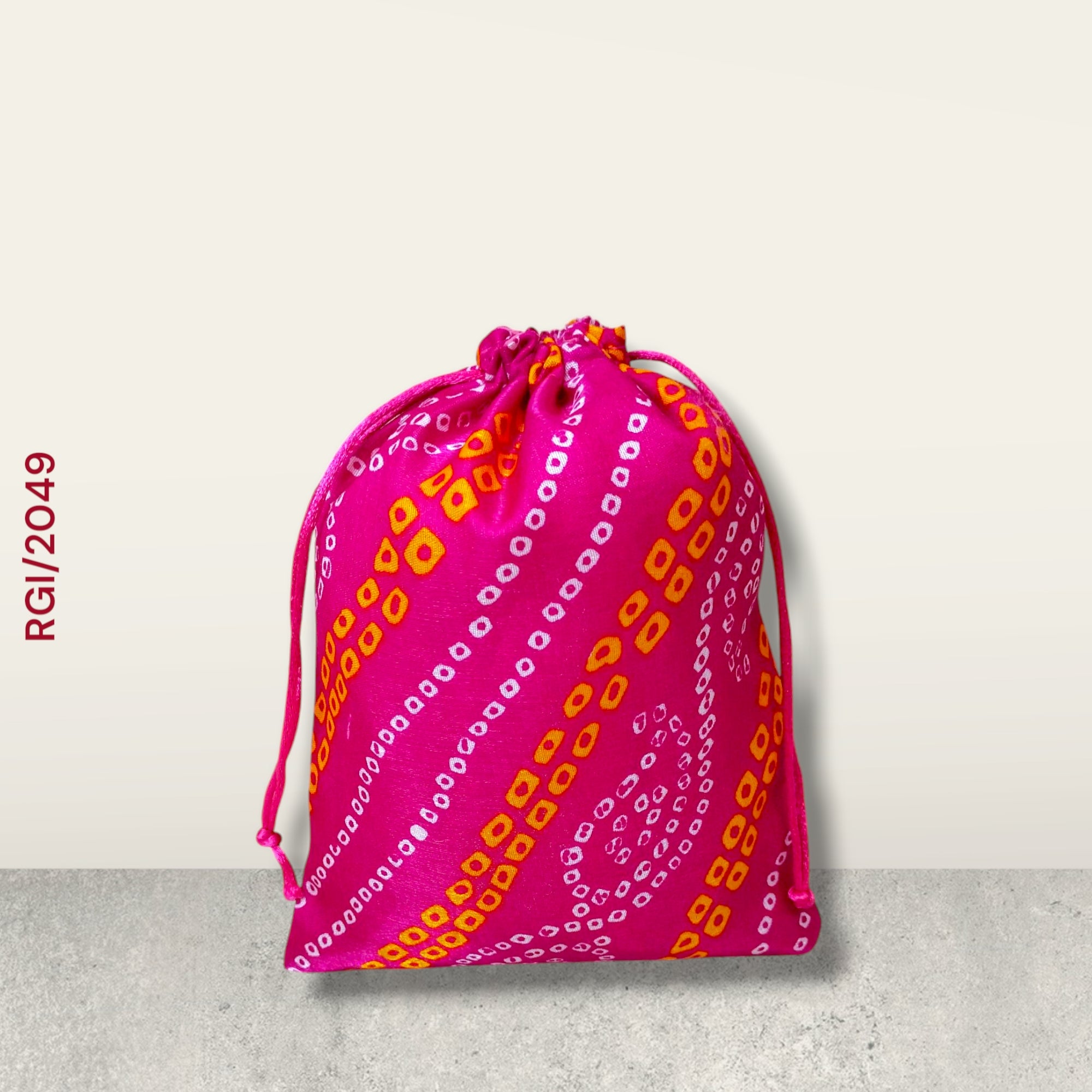 RETURN GIFT ITEMS 500 GMS PACKING BANDHANI PRINT SILK POTLI BAGS