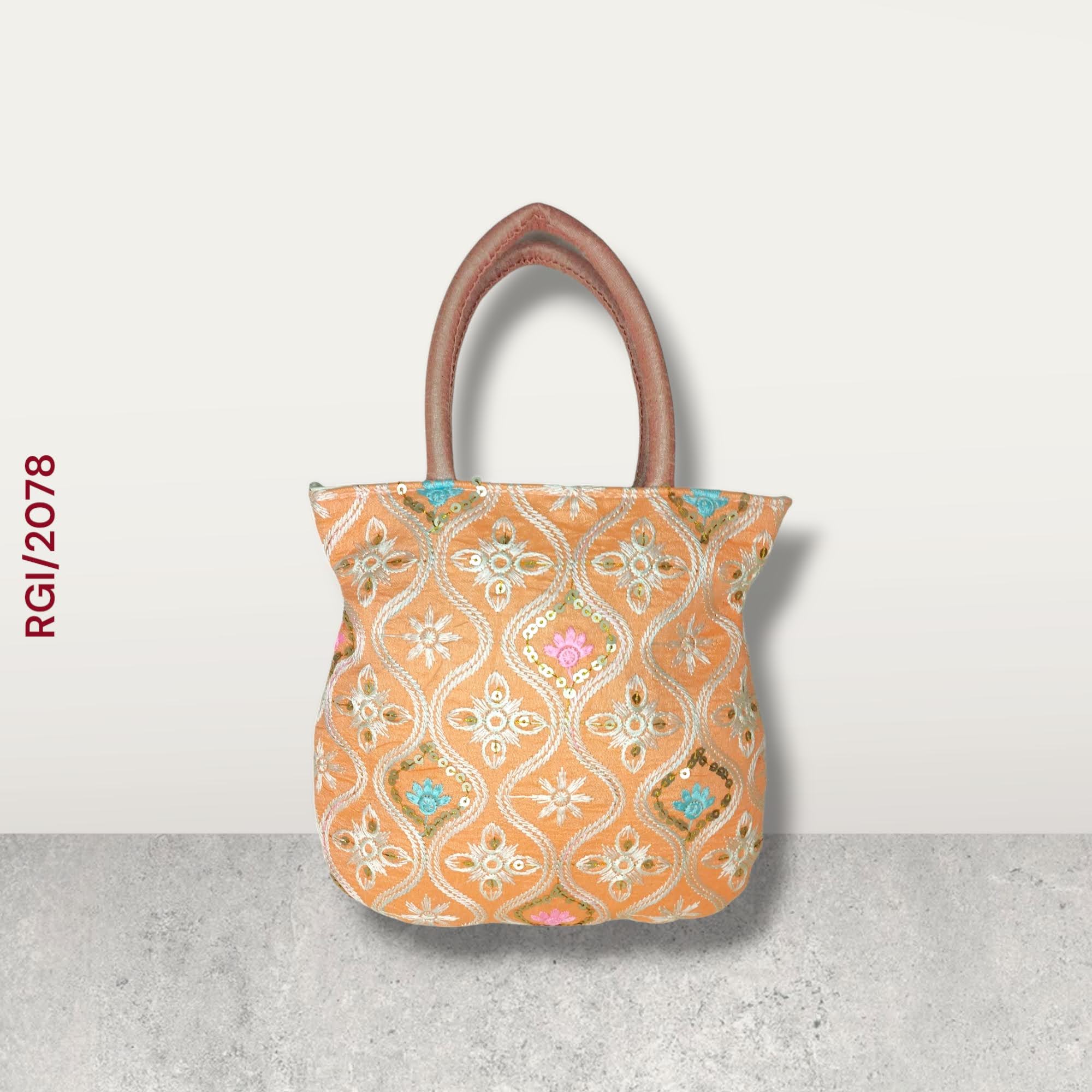 RETURN GIFT ITEMS SILK FABRIC MATKI SHAPE EMBROIDERY HANDBAG