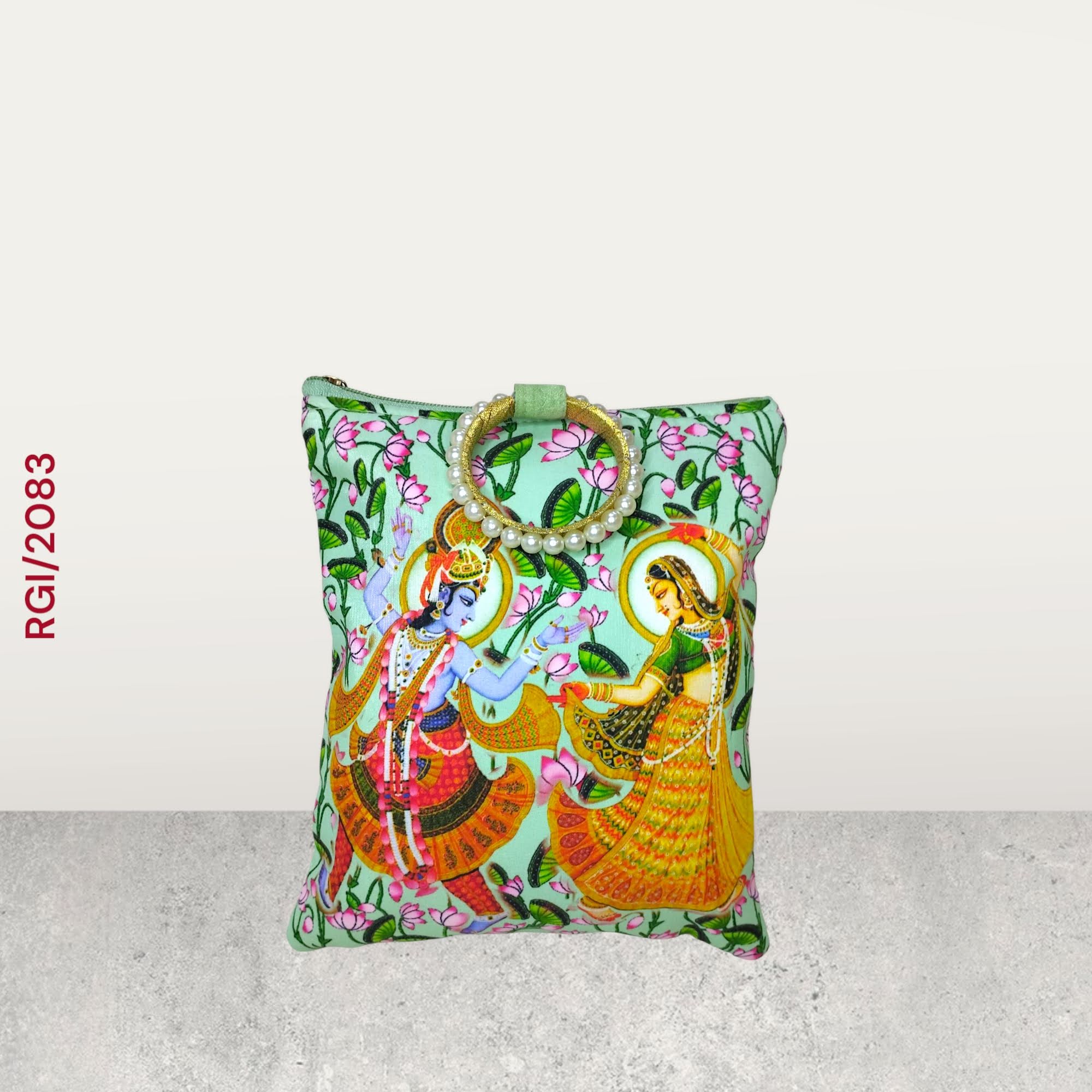 RETURN GIFT ITEMS DIGITAL RADHE KRISHNA PRINT HANDBAG