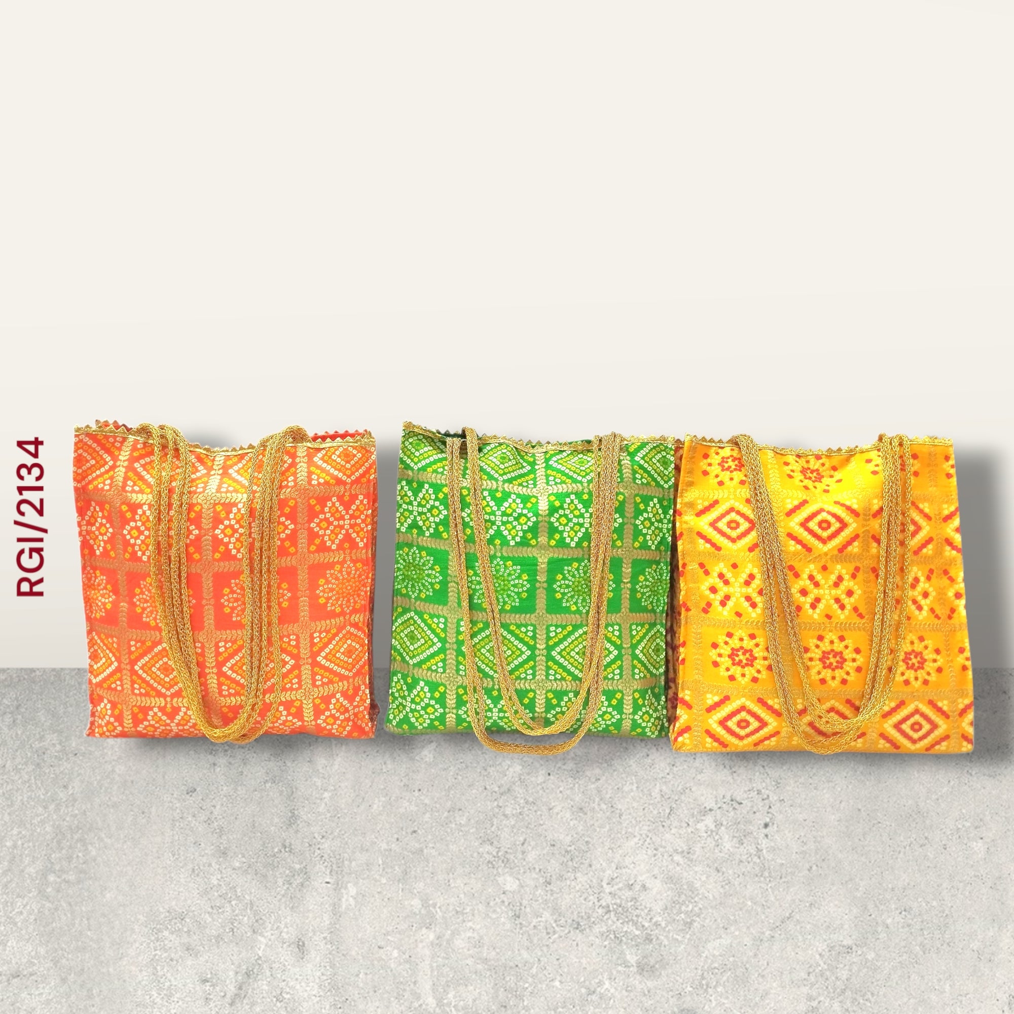 RETURN GIFT ITEMS FOIL BANDHINI DESIGN SILK GIFT BAGS