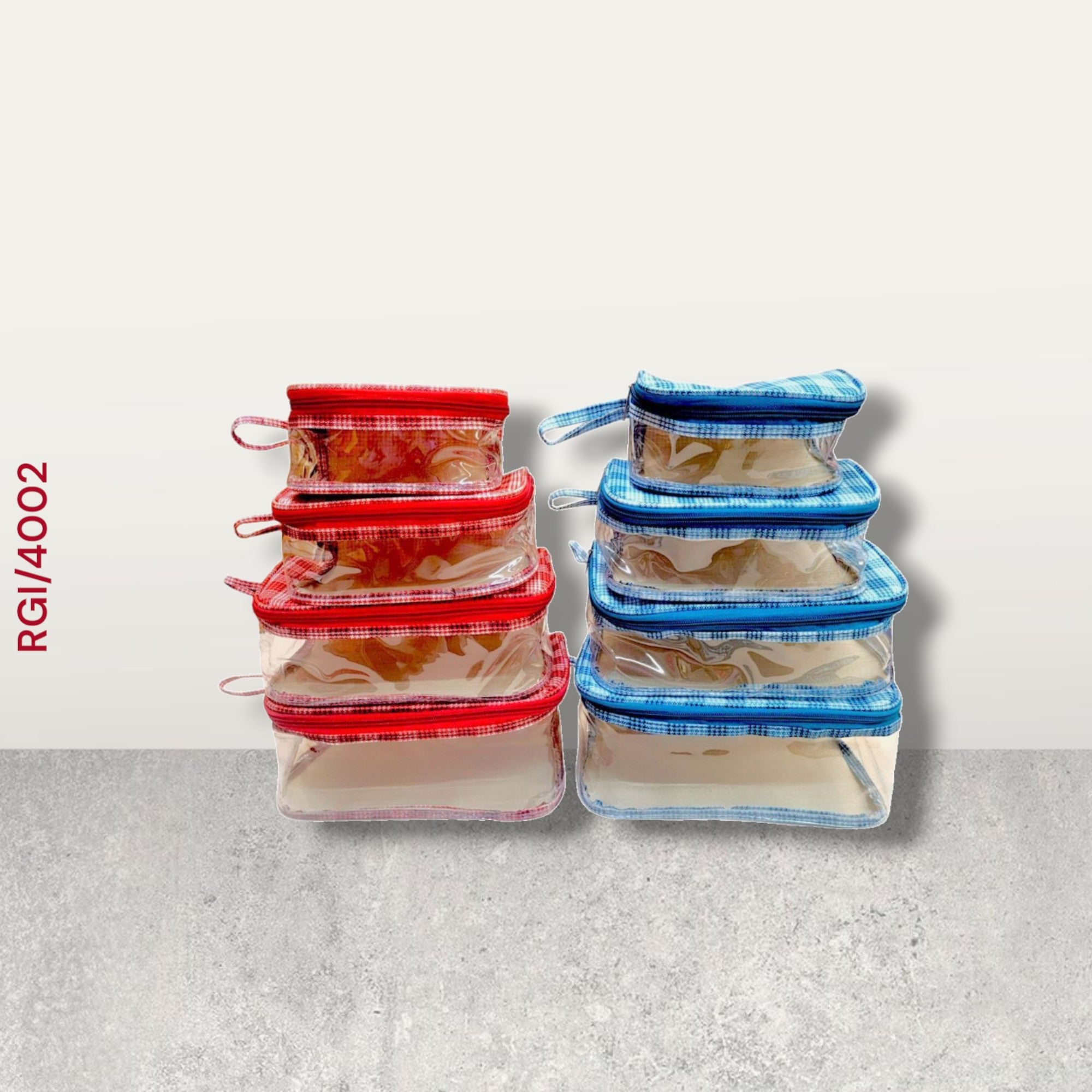 RETURN GIFT ITEMS 4 PIECES SET CHECKS PRINT TRAVEL POUCH