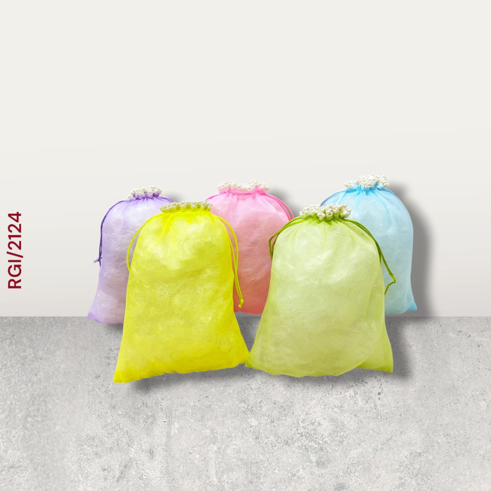 RETURN GIFT ITEMS 7*9 INCH PASTEL TISSUE POTLI BAGS