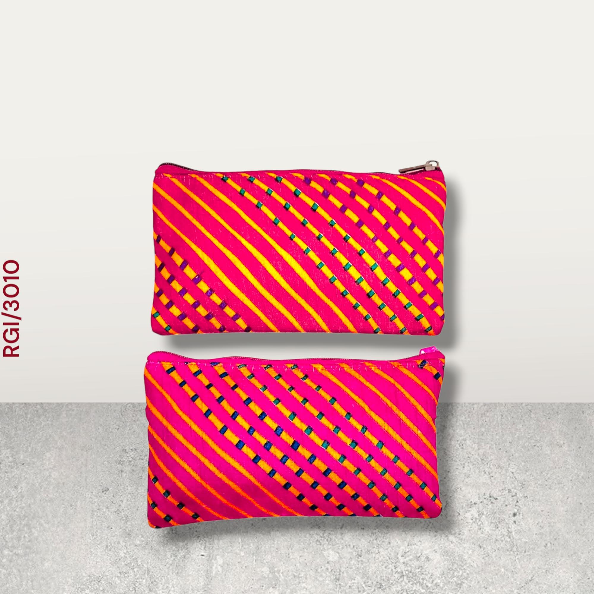 RETURN GIFT ITEMS SILK LEHARIYA PRINT HAND POUCHES