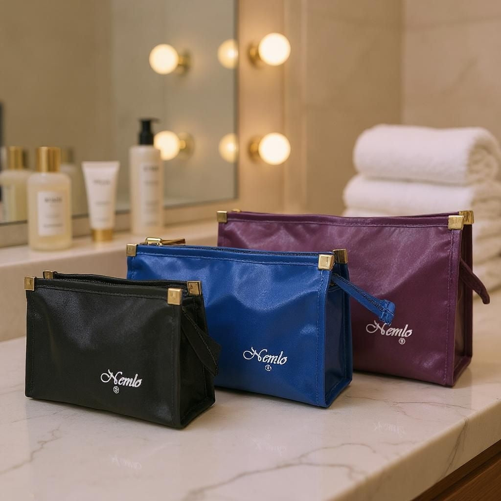 RETURN GIFT ITEMS 3 PCS SET 3 ZIP PLAIN TRAVEL POUCH