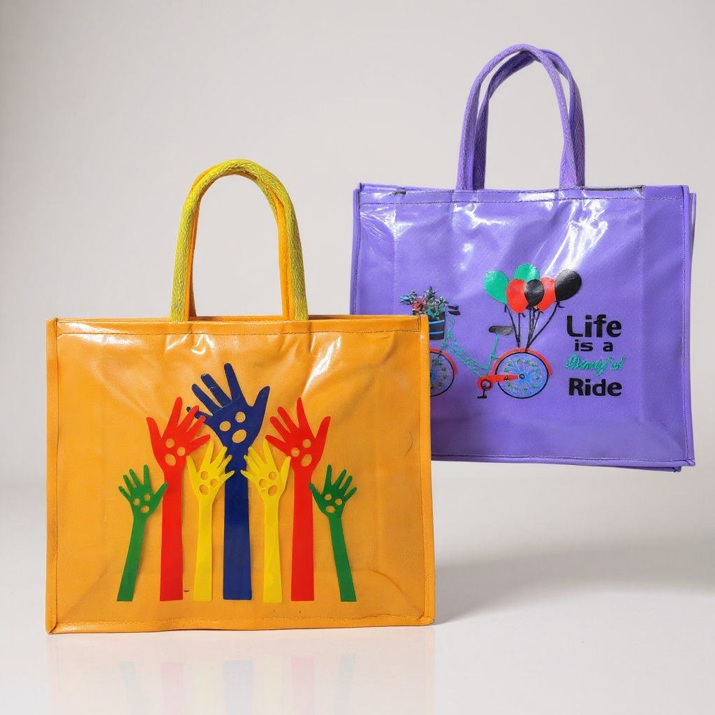 RETURN GIFT ITEMS PLASTIC COATED PRINTED MEDIUM SIZE SHOPPING BAGS