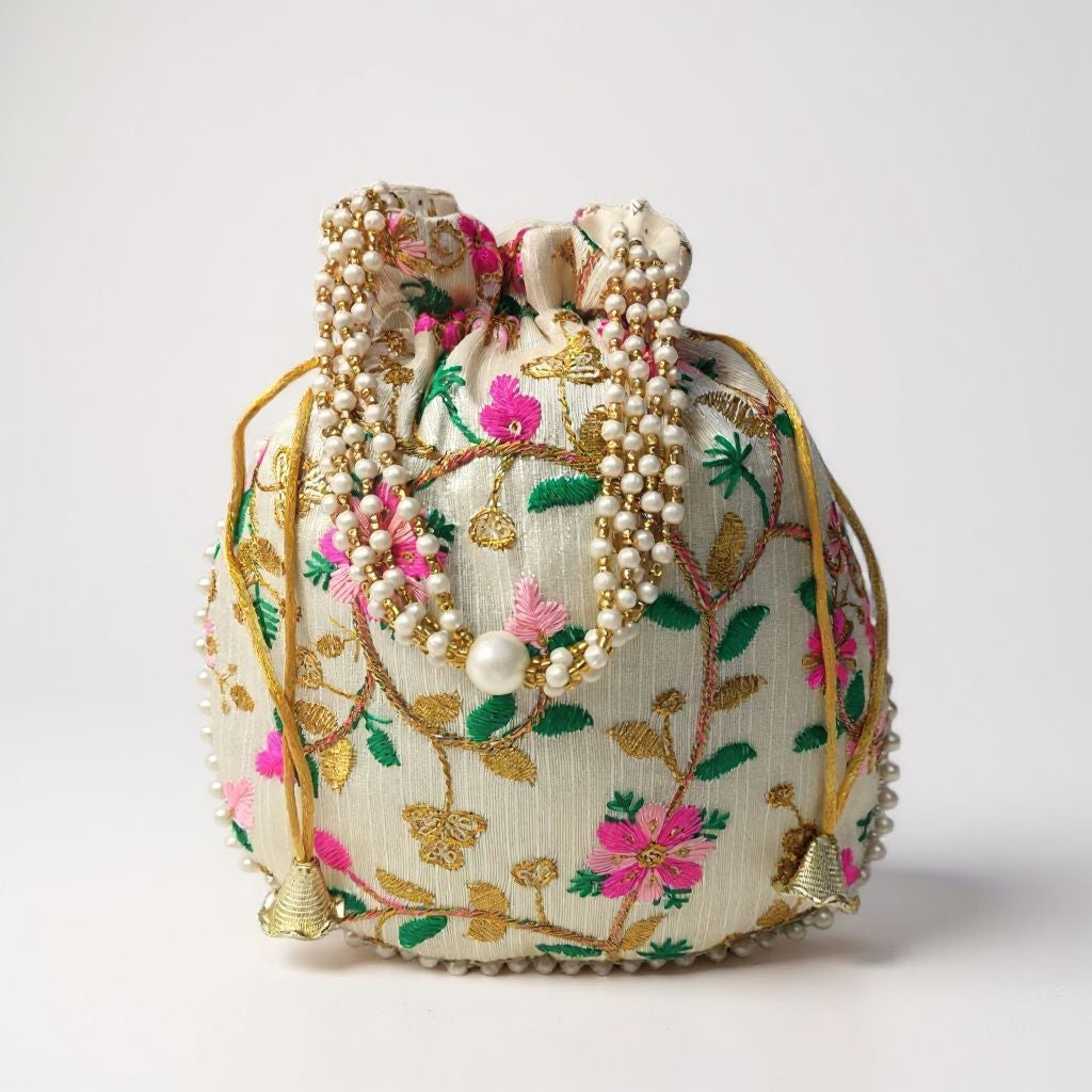 RETURN GIFT ITEMS EMBROIDERED SILK POTLI BAGS