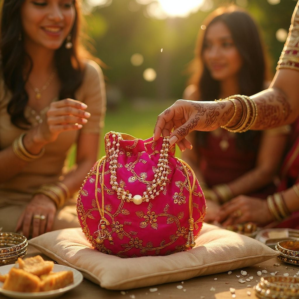 RETURN GIFT ITEMS VELVET SEQUINS WORK ETHNIC POTLI BAGS