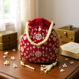 RETURN GIFT ITEMS VELVET HAND WORK ZARDOZI POTLI BAG
