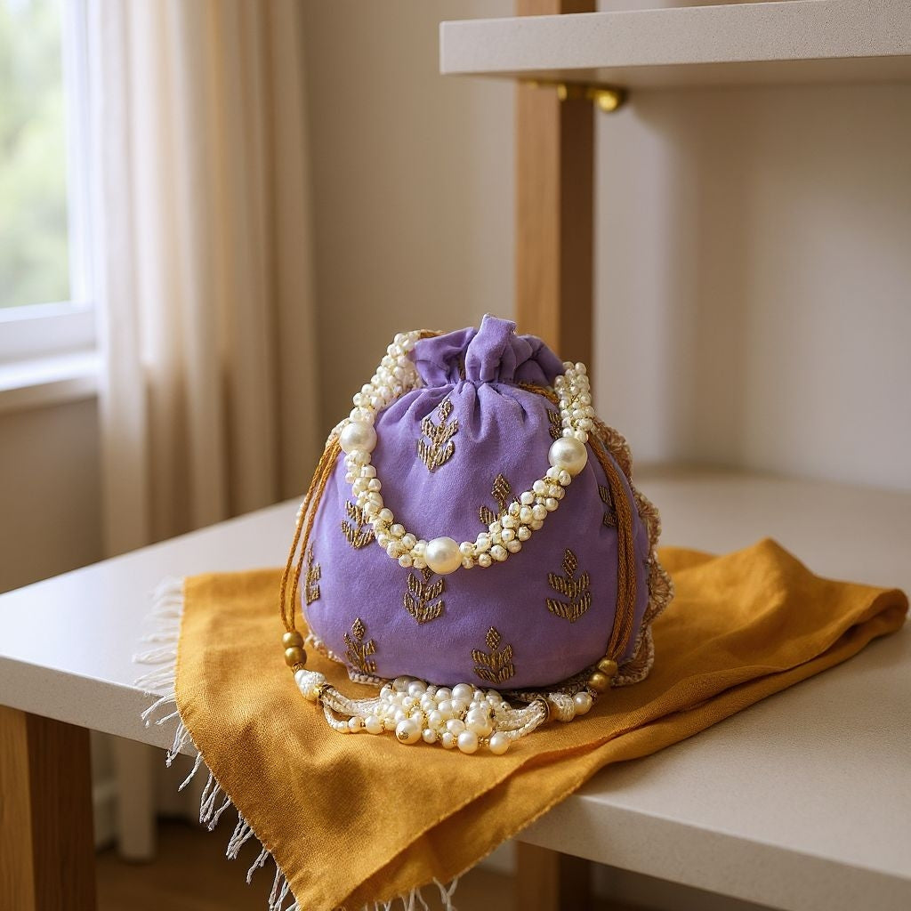 RETURN GIFT ITEMS VELVET HAND WORK POTLI BAG