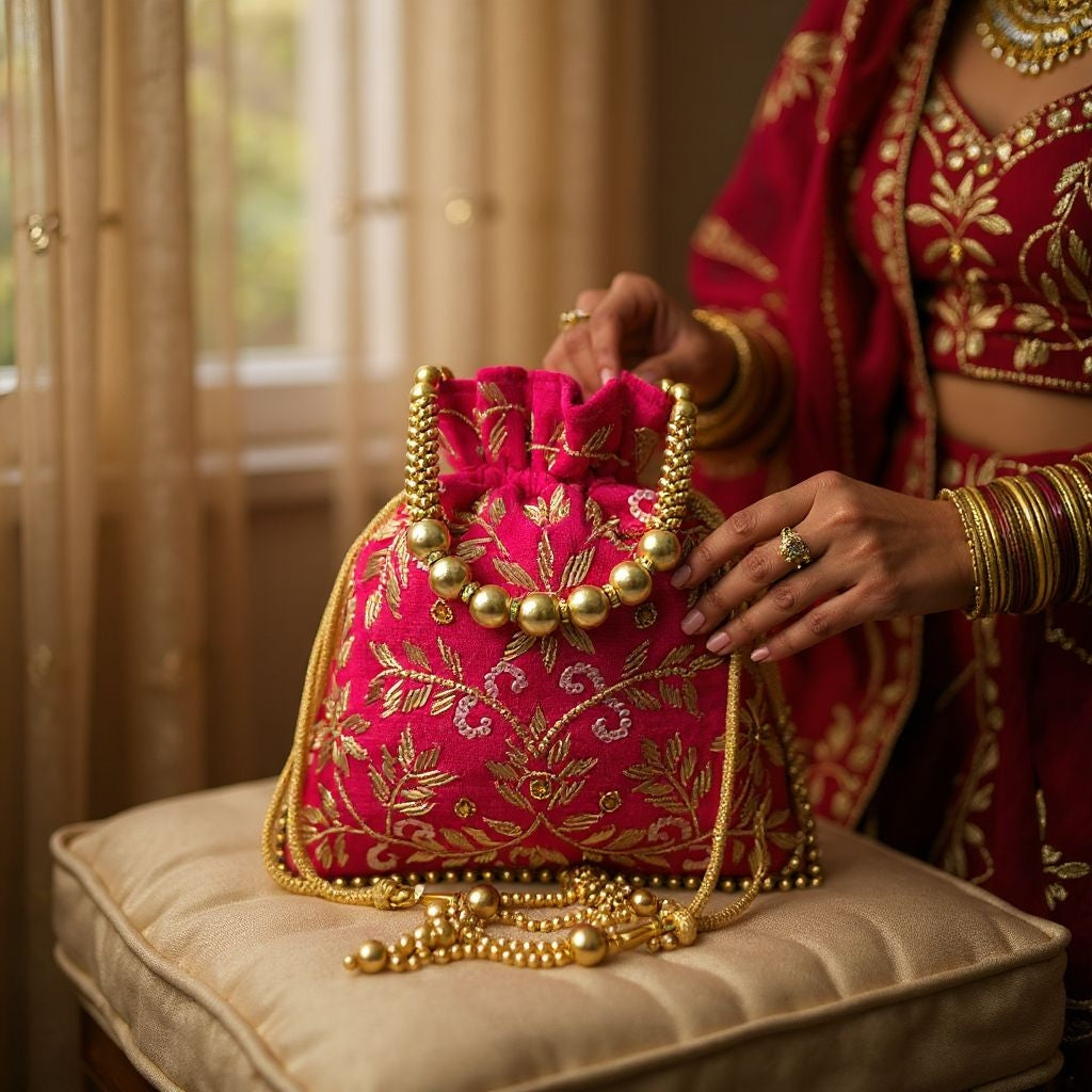 RETURN GIFT ITEMS VELVET HANDWORK WEDDING ZARDOZI POTLI BAG