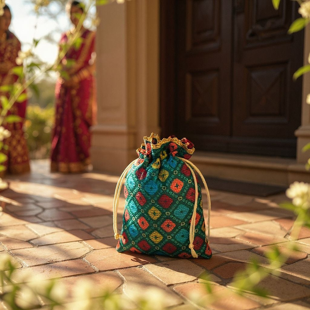 RETURN GIFT ITEMS 250 GMS LEHARIYA KOTA CHECKS POTLI BAG