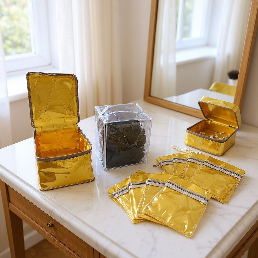 RETURN GIFT ITEMS 10 POCKET SATIN JEWELLERY POUCH LOCKER POUCH