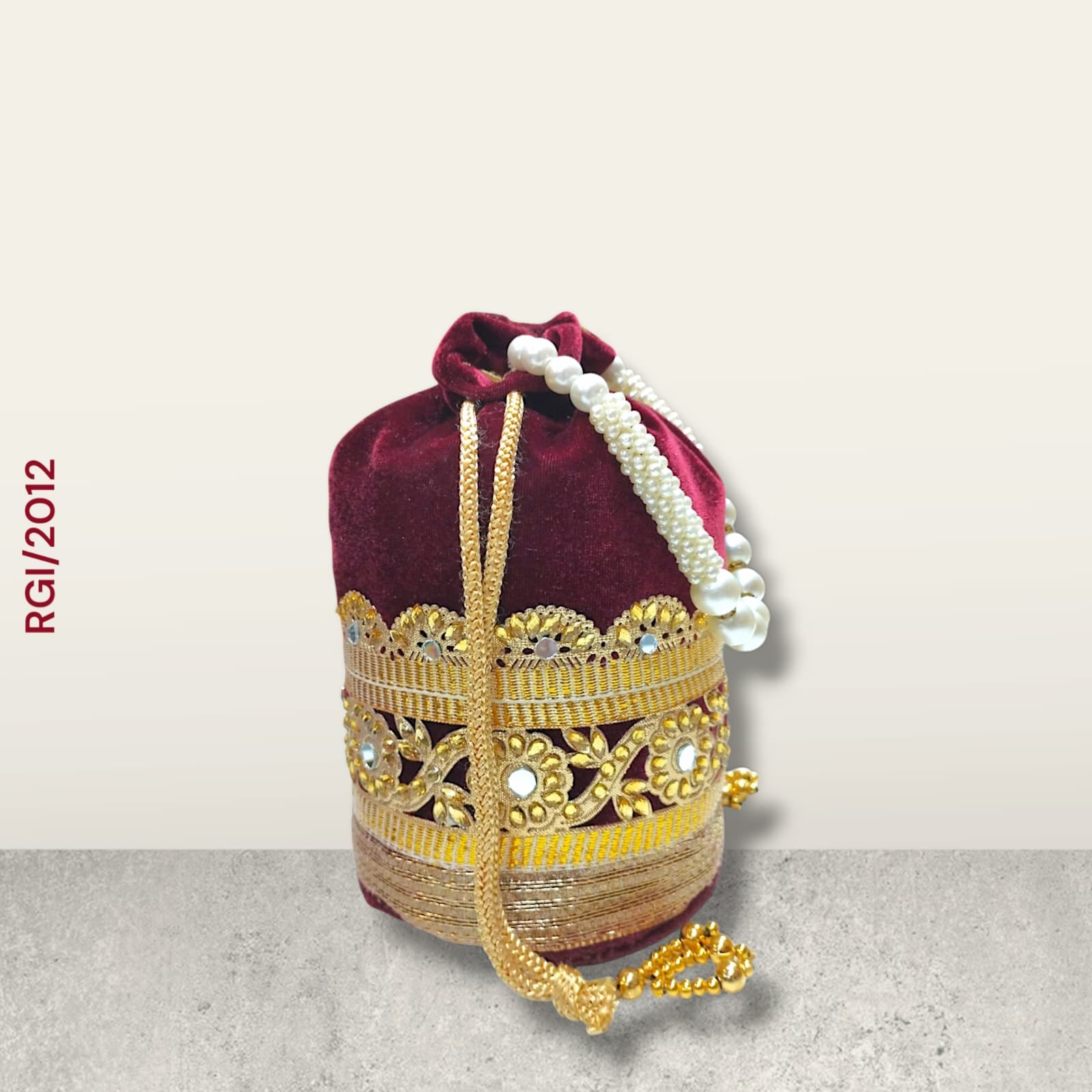RETURN GIFT ITEMS VELVET PEARL HANDLE POTLI BAGS