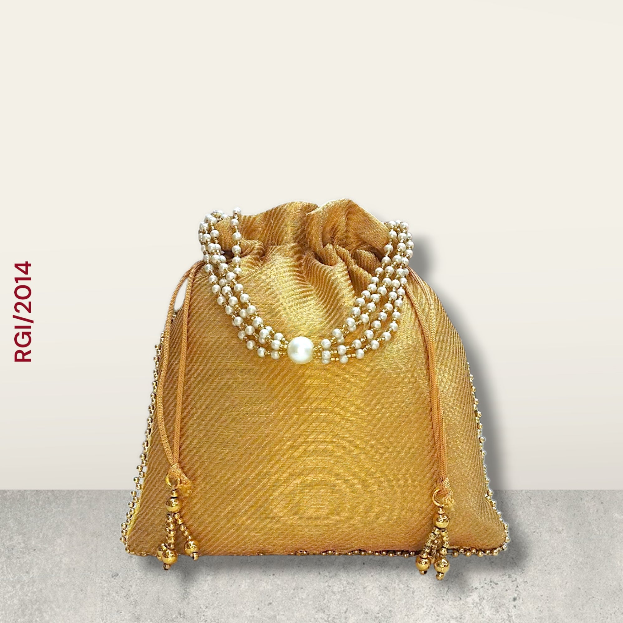 RETURN GIFT ITEMS ELEGANT GOLDEN DESIGNER POTLI BAGS