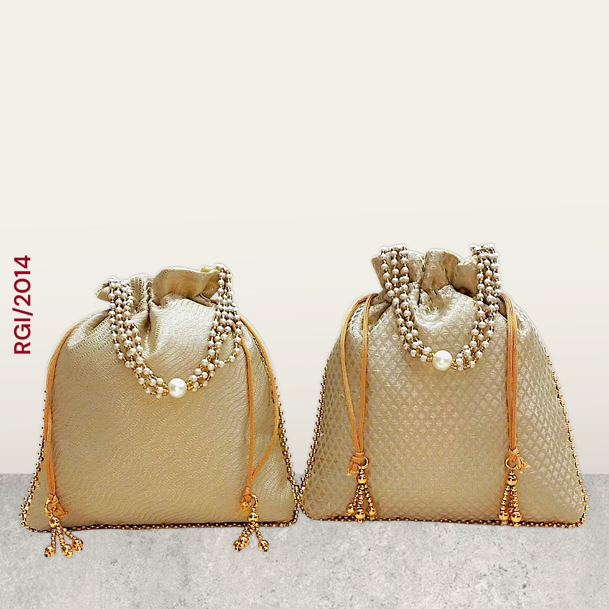 RETURN GIFT ITEMS ELEGANT GOLDEN DESIGNER POTLI BAGS