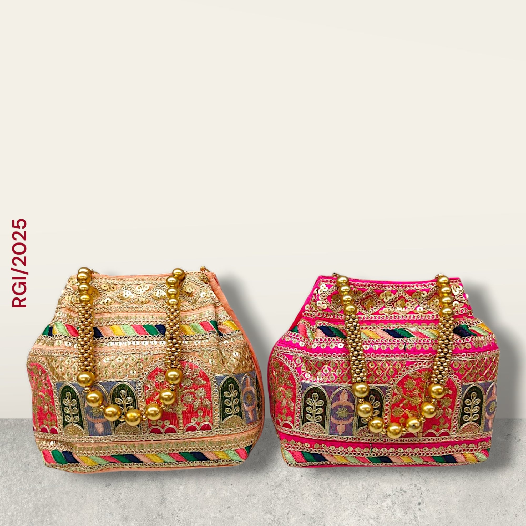 RETURN GIFT ITEMS HEAVY LACE SILK EMBROIDERY POTLI BAG