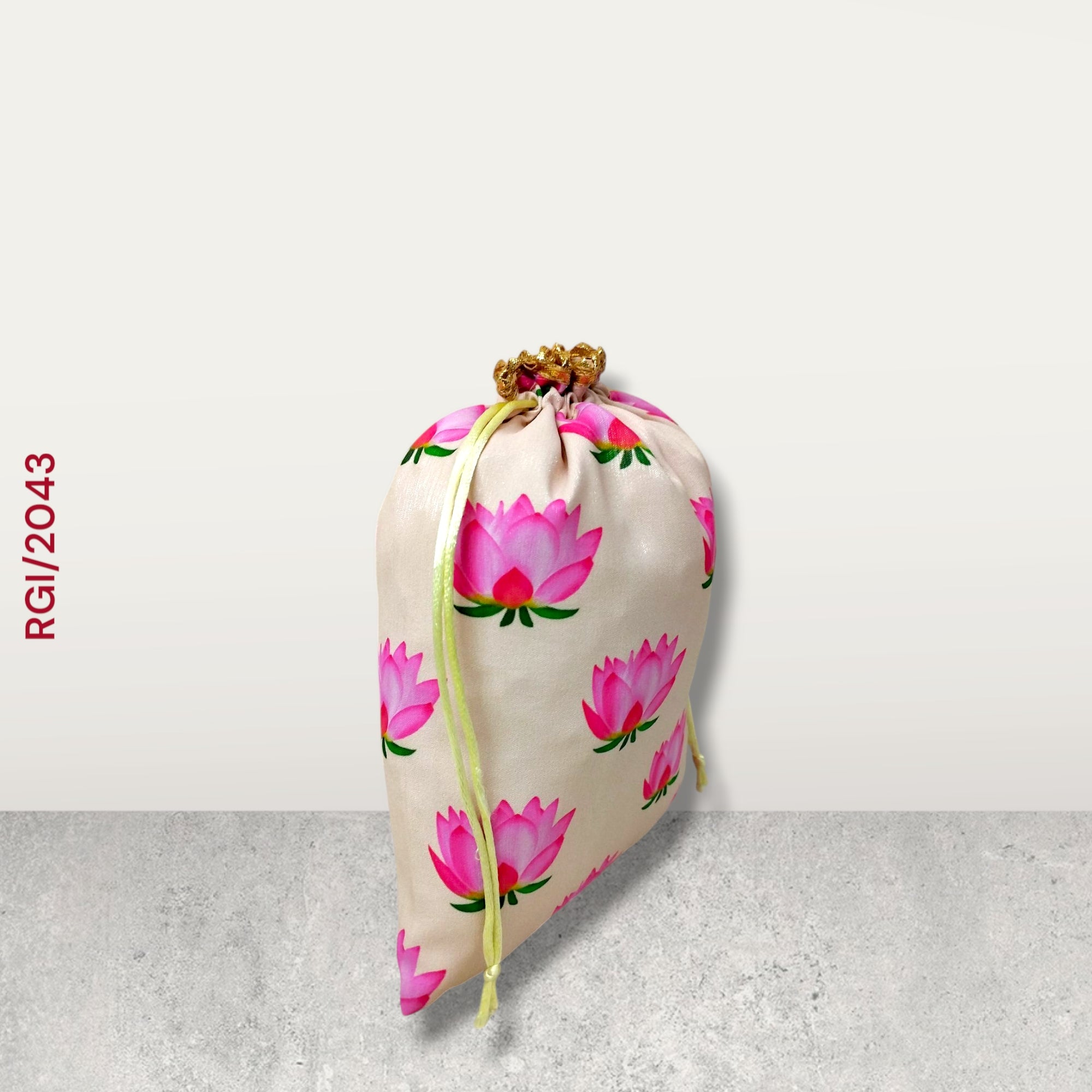 RETURN GIFT ITEMS 500 GMS LOTUS DIGITAL PRINT POTLI BAG