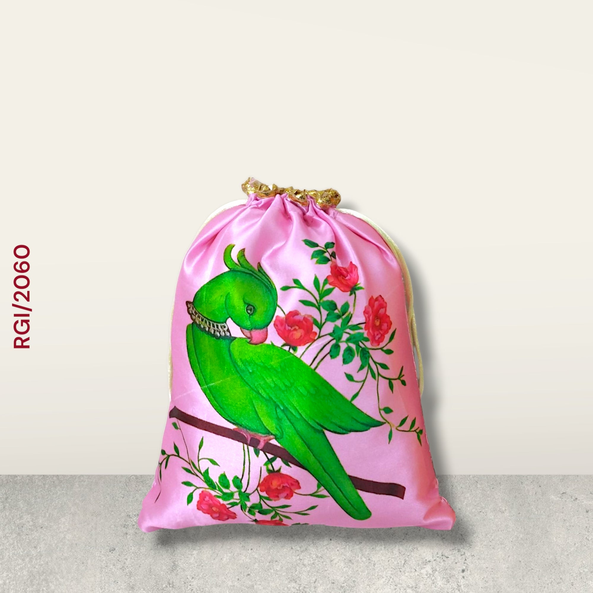 RETURN GIFT ITEMS 500 GMS PARROT DIGITAL PRINT POTLI BAGS