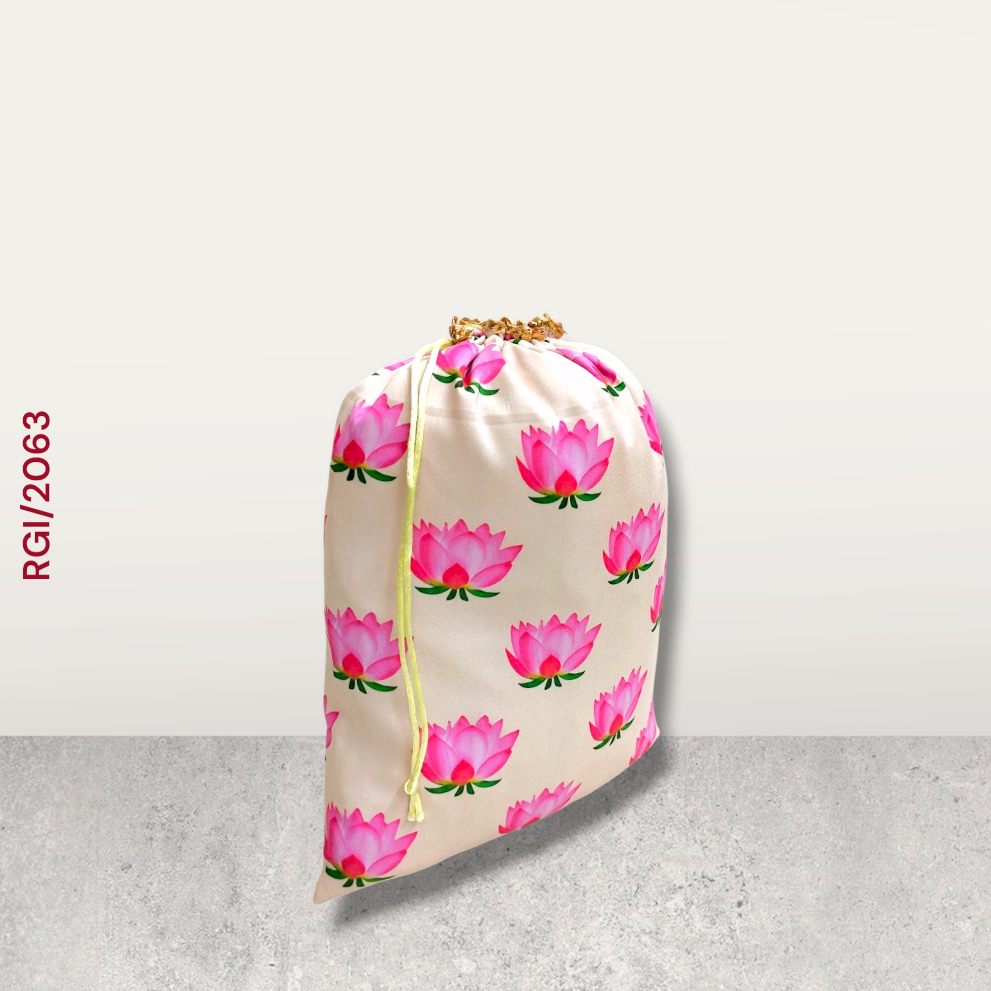 RETURN GIFT ITEMS 1 KG PACKING DIGITAL LOTUS PRINT POTLI BAGS