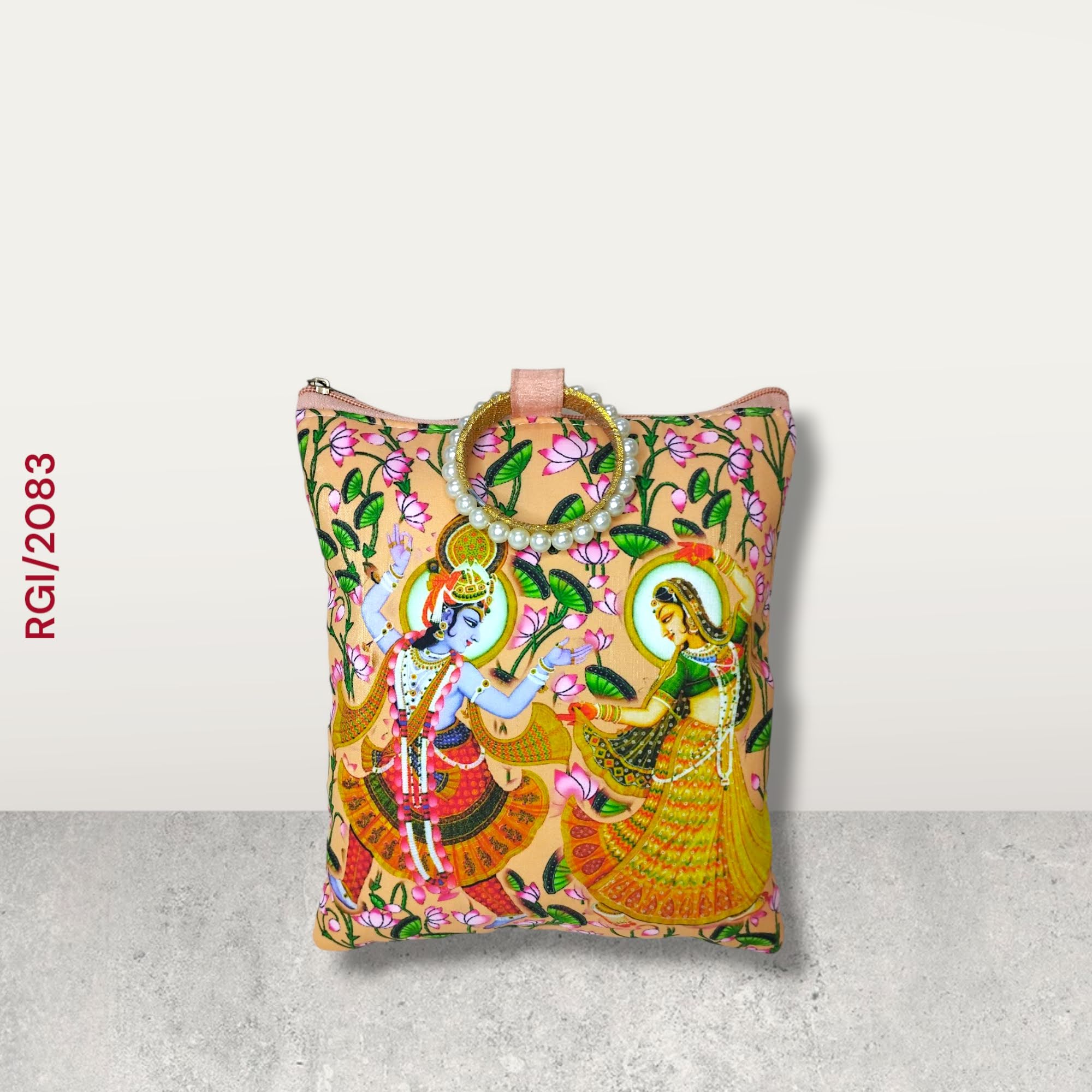 RETURN GIFT ITEMS DIGITAL RADHE KRISHNA PRINT HANDBAG