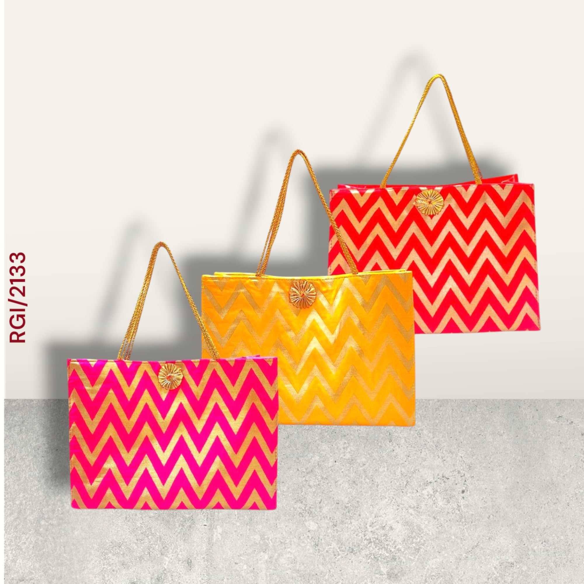 RETURN GIFT ITEMS CHEVRON DESIGN ZIGZAG SILK GIFT BAGS