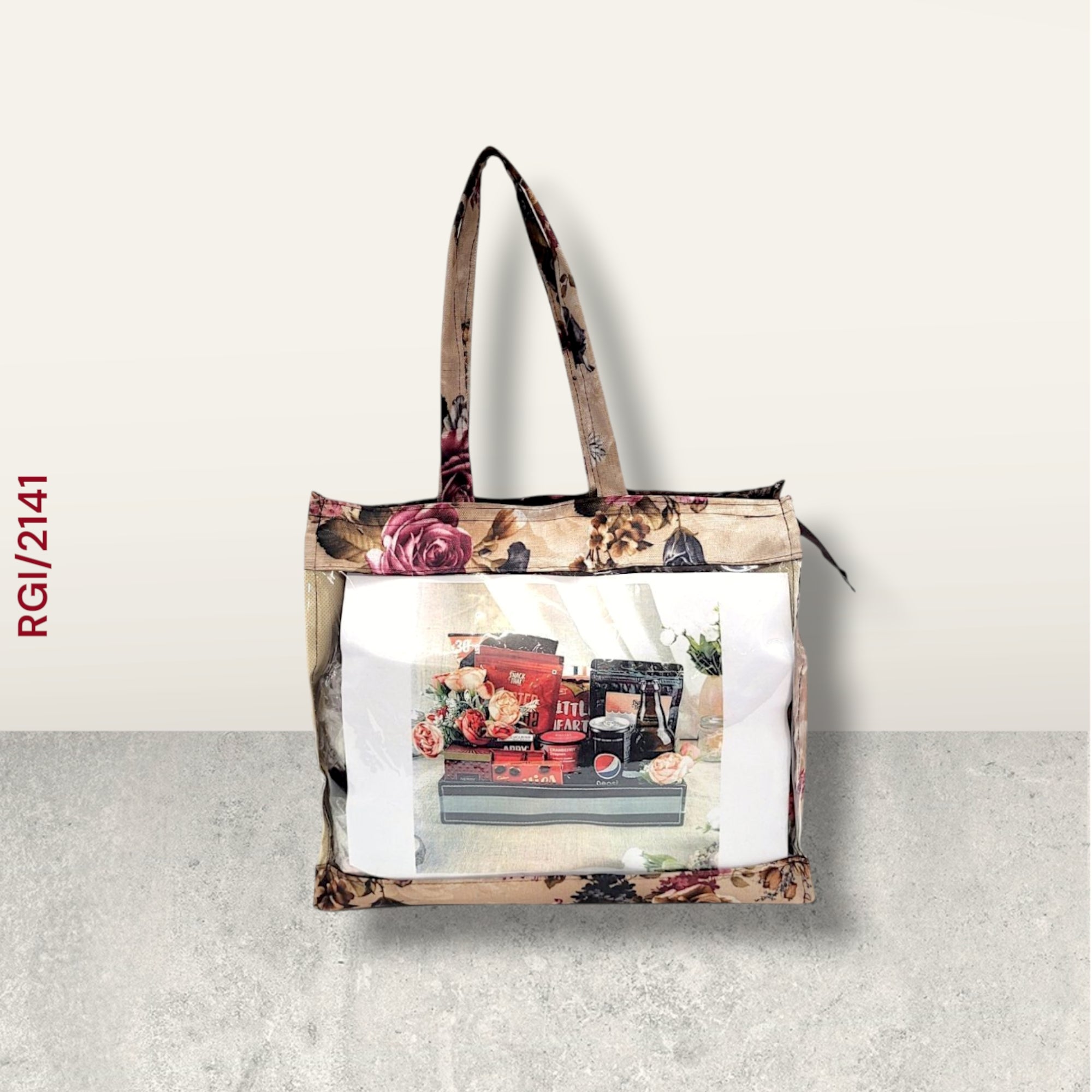RETURN GIFT ITEMS FLORAL PRINT TRANSPARENT MATTY GIFT BAGS