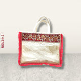 RETURN GIFT ITEMS JUTE WINDOW TRANSPARENT RED LACE GIFT BAGS