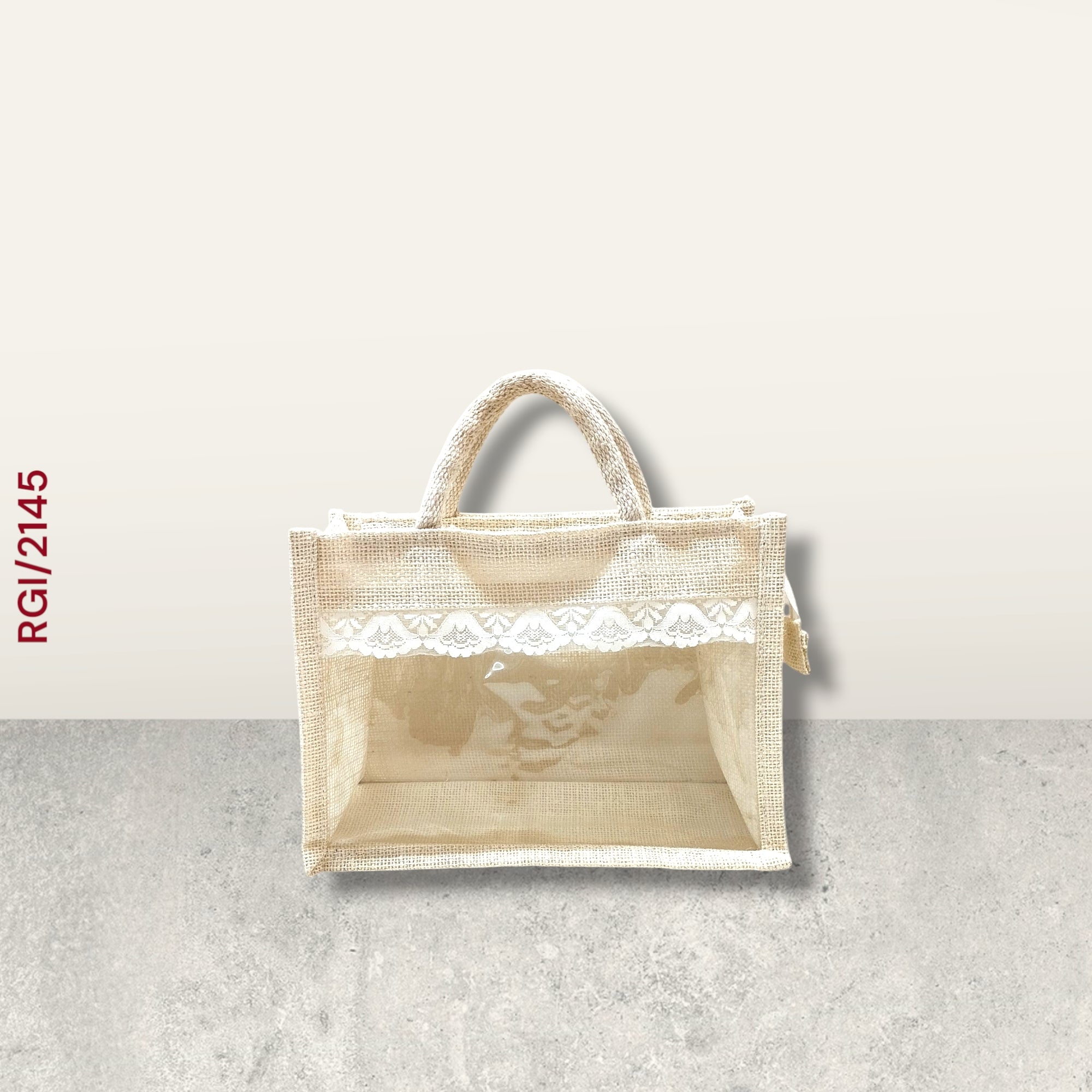 RETURN GIFT ITEMS 8*10 INCH JUTE WINDOW TRANSPARENT STRIPE DESIGN GIFT BAGS