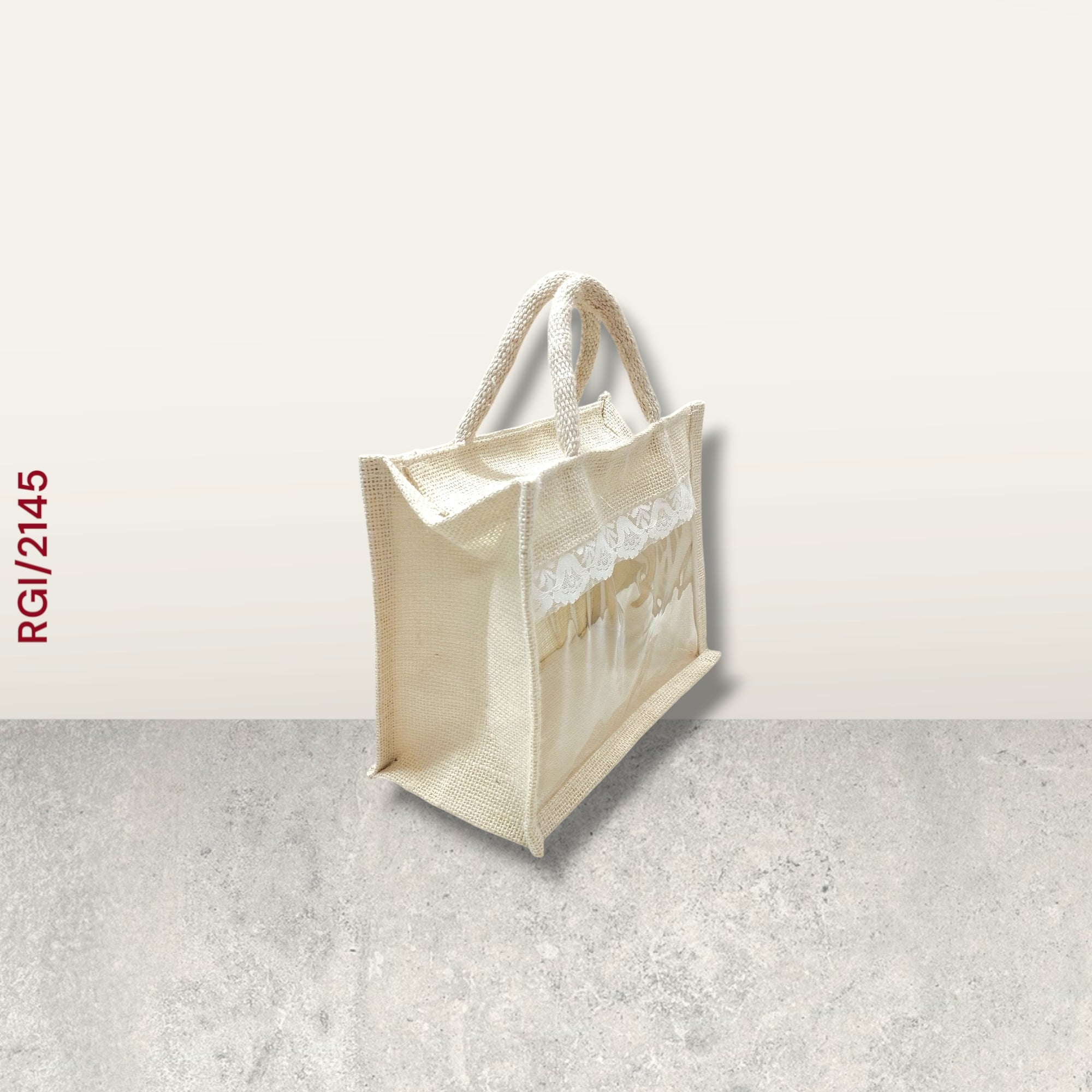RETURN GIFT ITEMS 8*10 INCH JUTE WINDOW TRANSPARENT STRIPE DESIGN GIFT BAGS