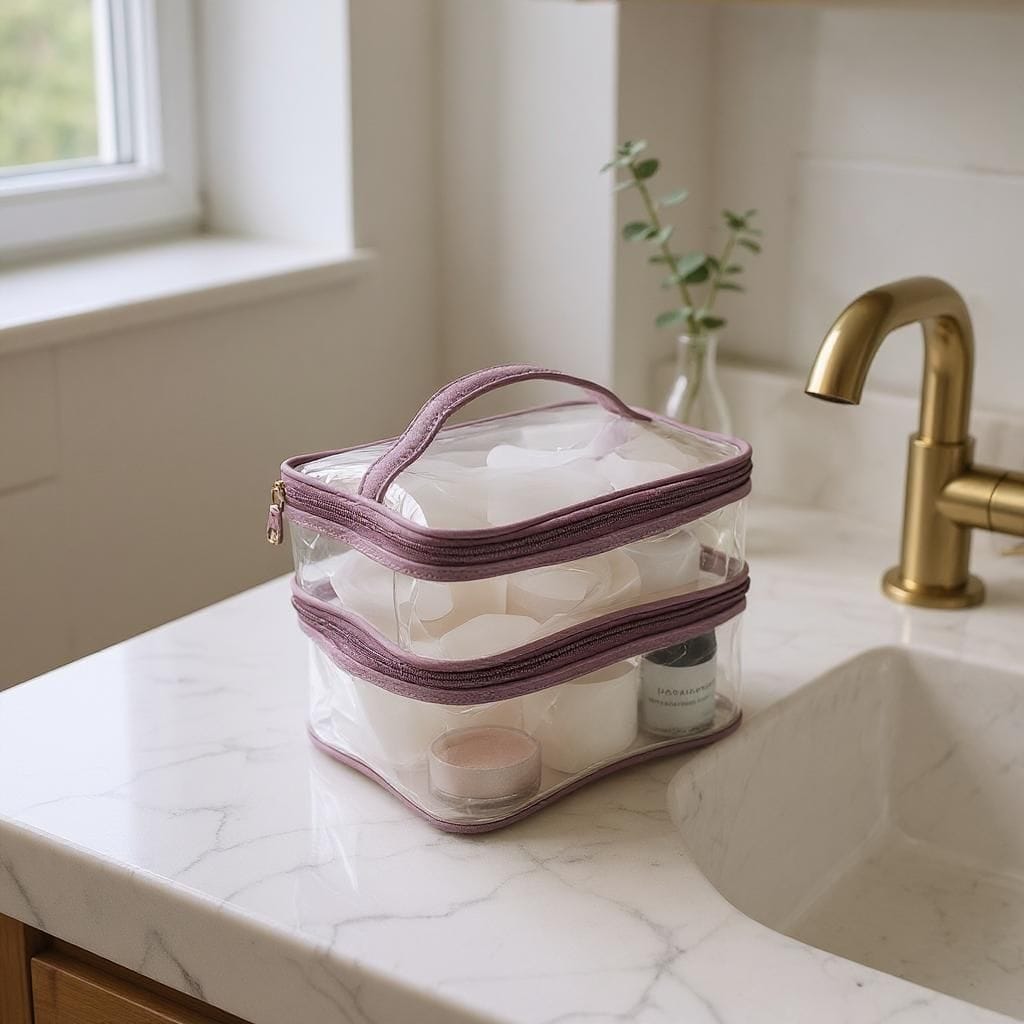 RETURN GIFT ITEMS TRANSPARENT DOUBLE DECKER TRAVEL POUCH