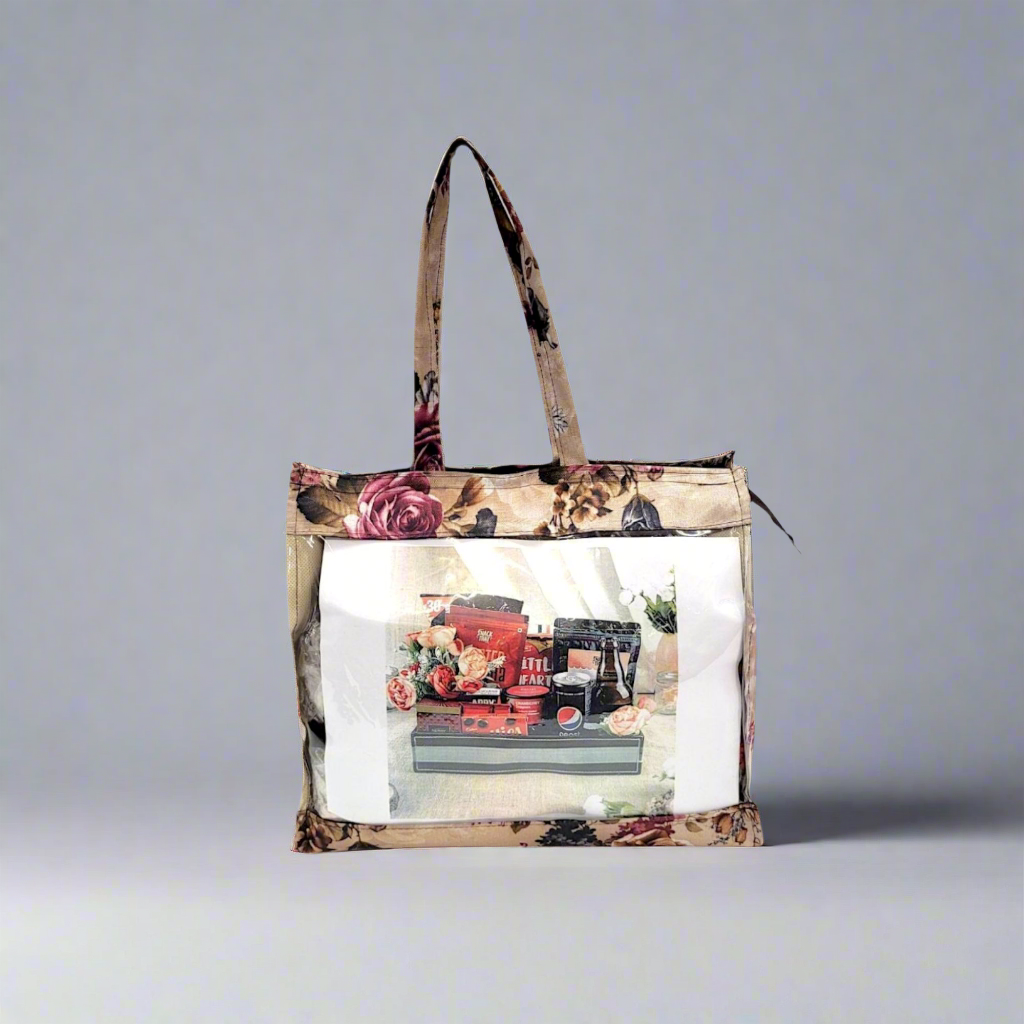 RETURN GIFT ITEMS FLORAL PRINT TRANSPARENT MATTY GIFT BAGS