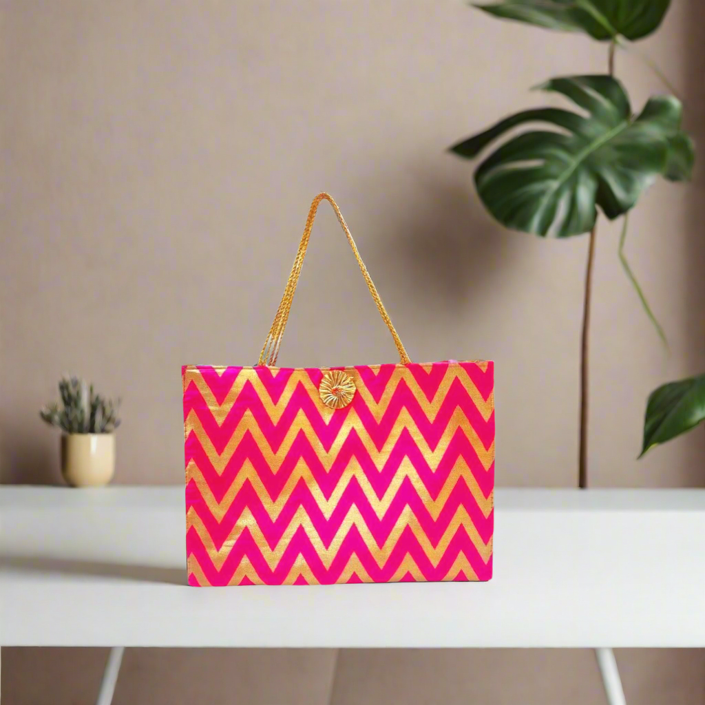 RETURN GIFT ITEMS CHEVRON DESIGN ZIGZAG SILK GIFT BAGS