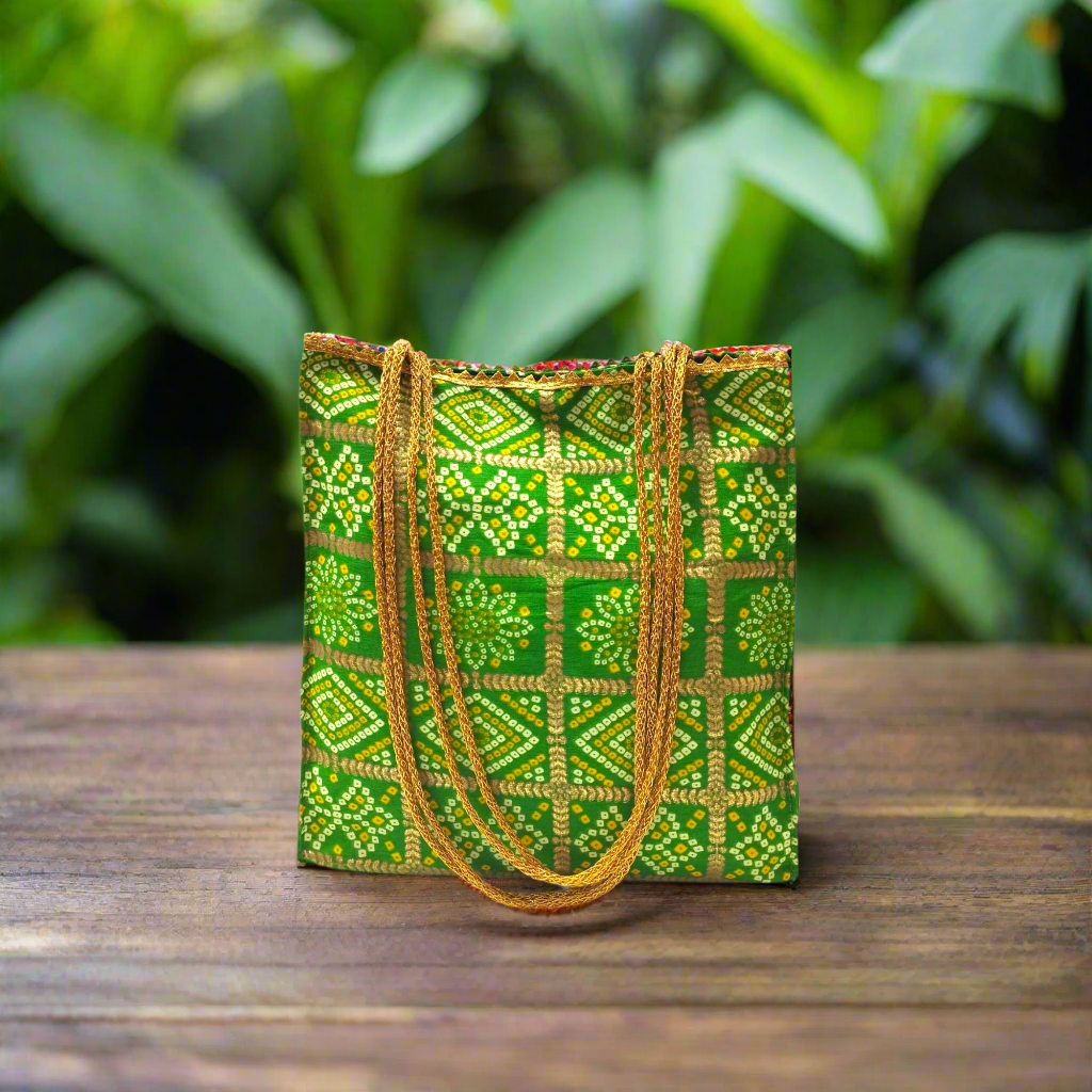 RETURN GIFT ITEMS FOIL BANDHINI DESIGN SILK GIFT BAGS