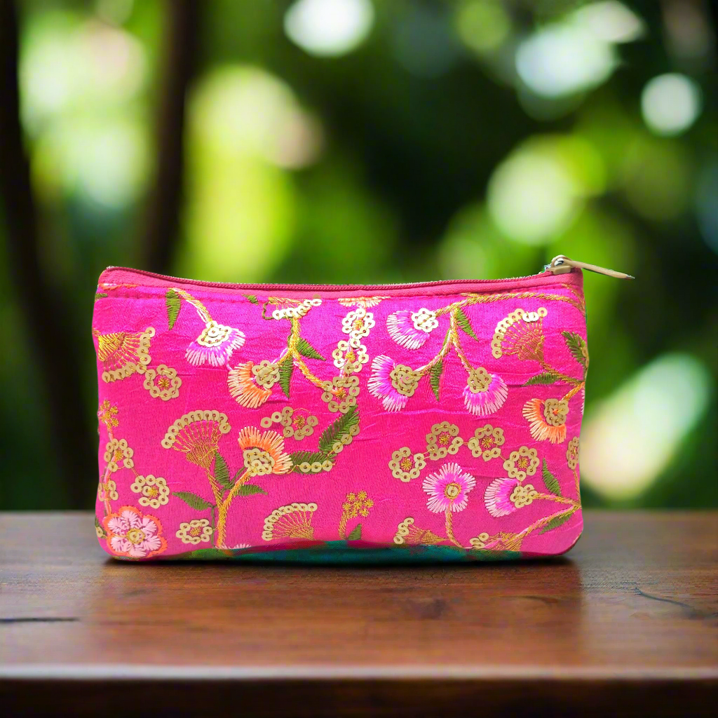 RETURN GIFT ITEMS SILK FLOWER EMBROIDERY HAND POUCHES