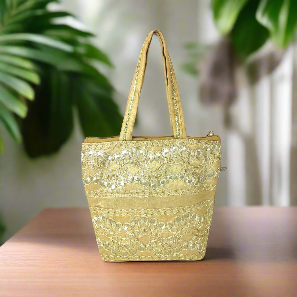 RETURN GIFT ITEMS GOLDEN LACE SILK HANDBAG