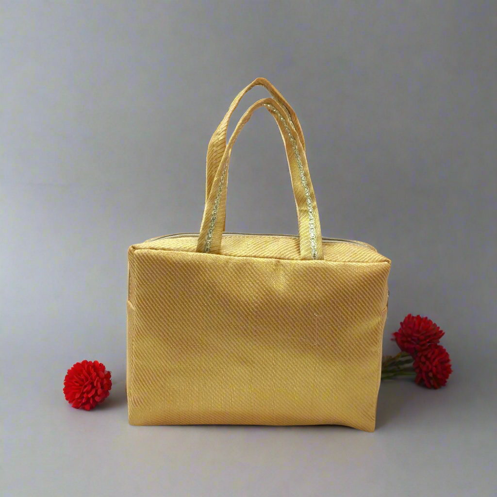 RETURN GIFT ITEMS BANARASI GOLDEN BOX HAND BAGS
