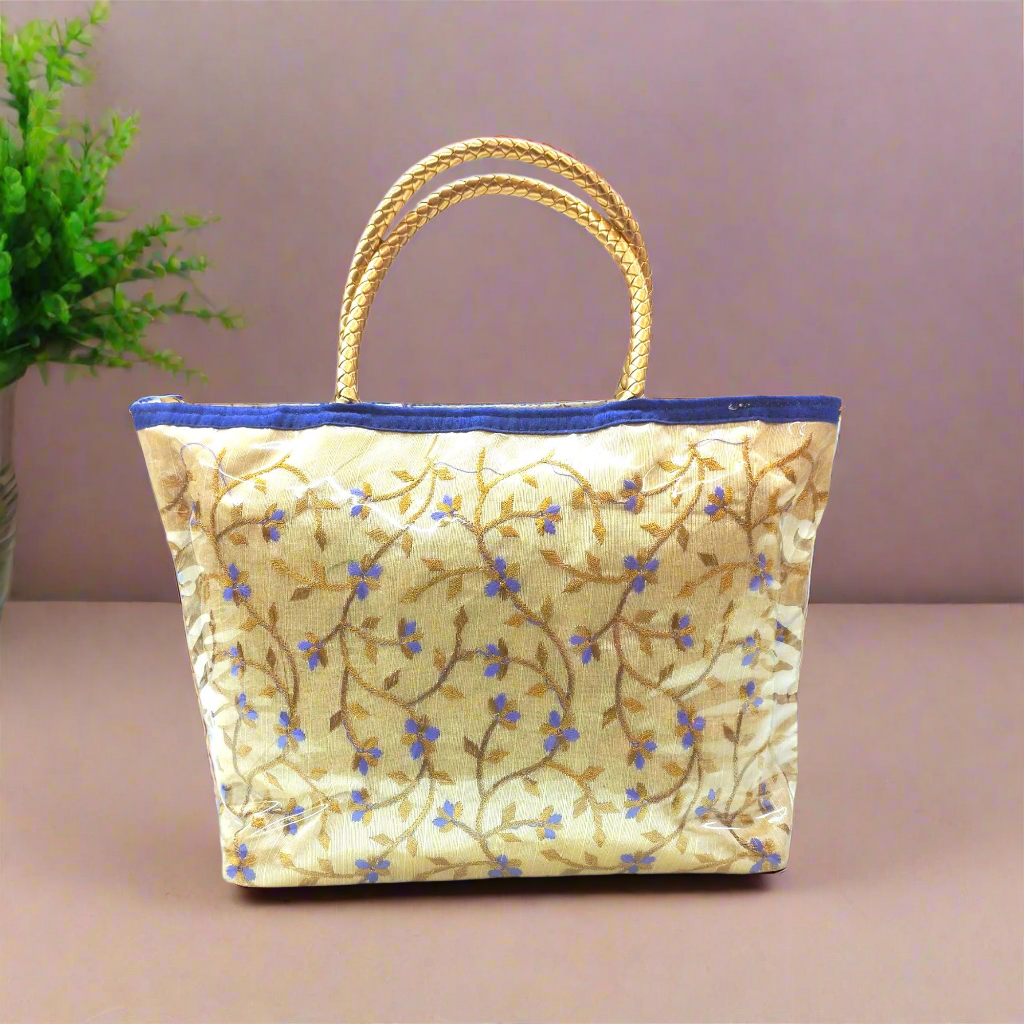 RETURN GIFT ITEMS PLASTIC COATED SILK EMBROIDERY BAGS
