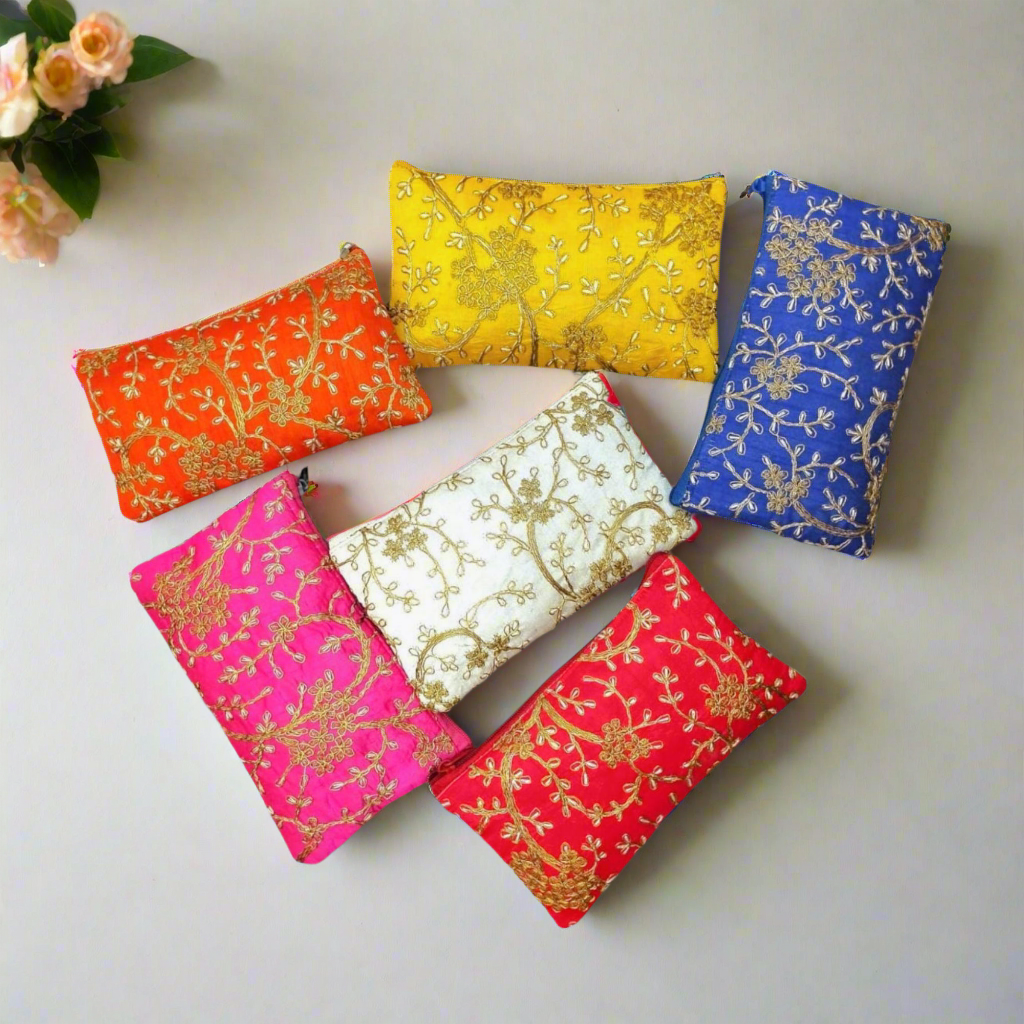 RETURN GIFT ITEMS SILK EMBROIDERY HAND POUCHES