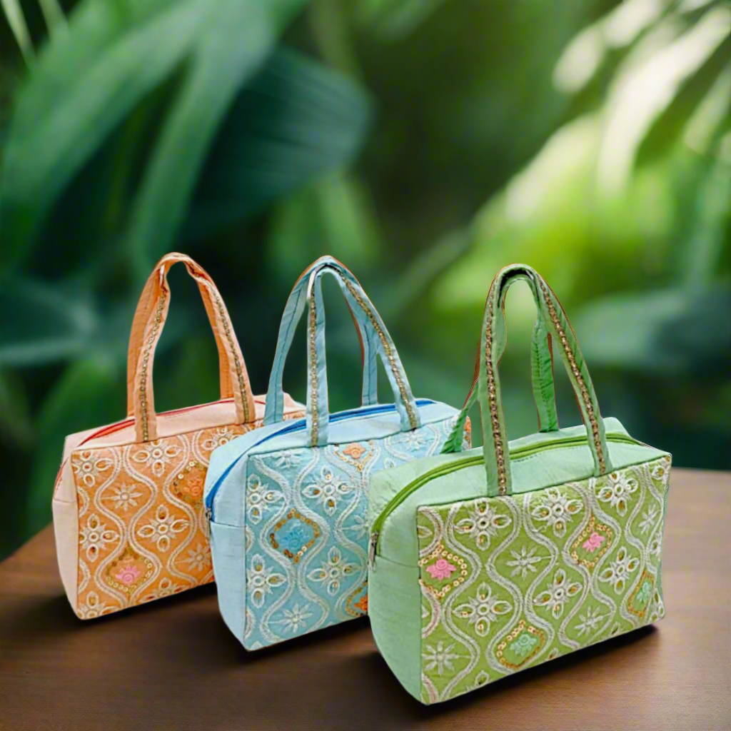 RETURN GIFT ITEMS PASTEL EMBROIDERY BOX TYPE HANDBAG