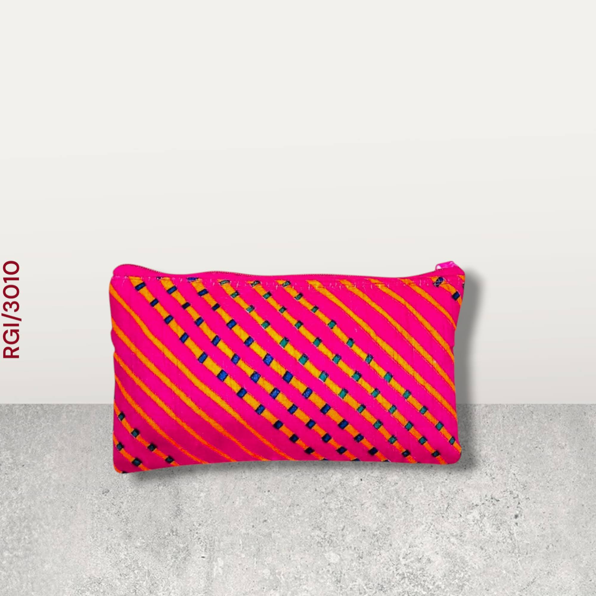 RETURN GIFT ITEMS SILK LEHARIYA PRINT HAND POUCHES