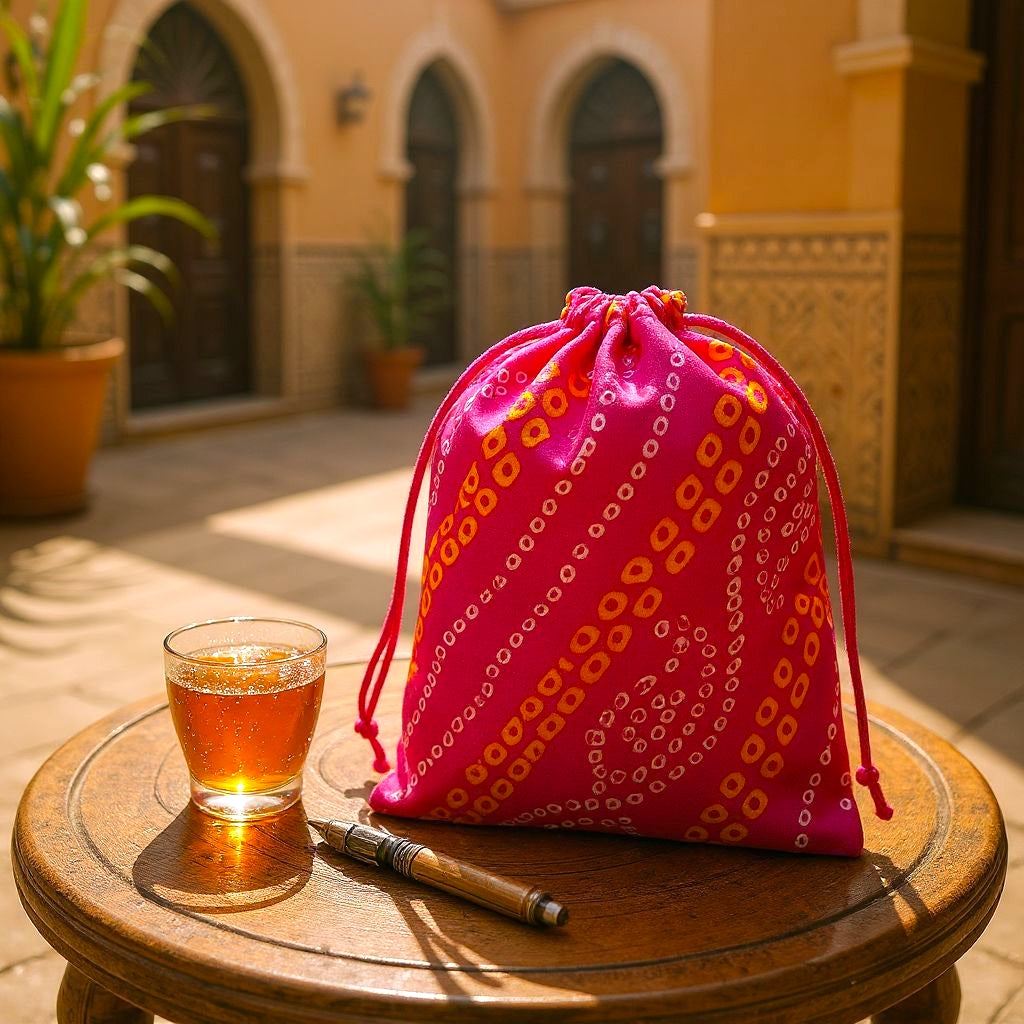 RETURN GIFT ITEMS 500 GMS PACKING BANDHANI PRINT SILK POTLI BAGS