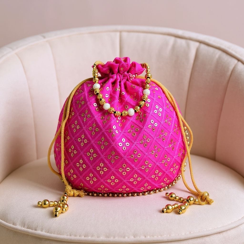 RETURN GIFT ITEMS ONE SIDE TIKLI SILK POTLI BAGS